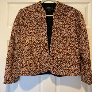 Something Navy Reversible Quilted Jacket Leopard Black Brown Sz Medium